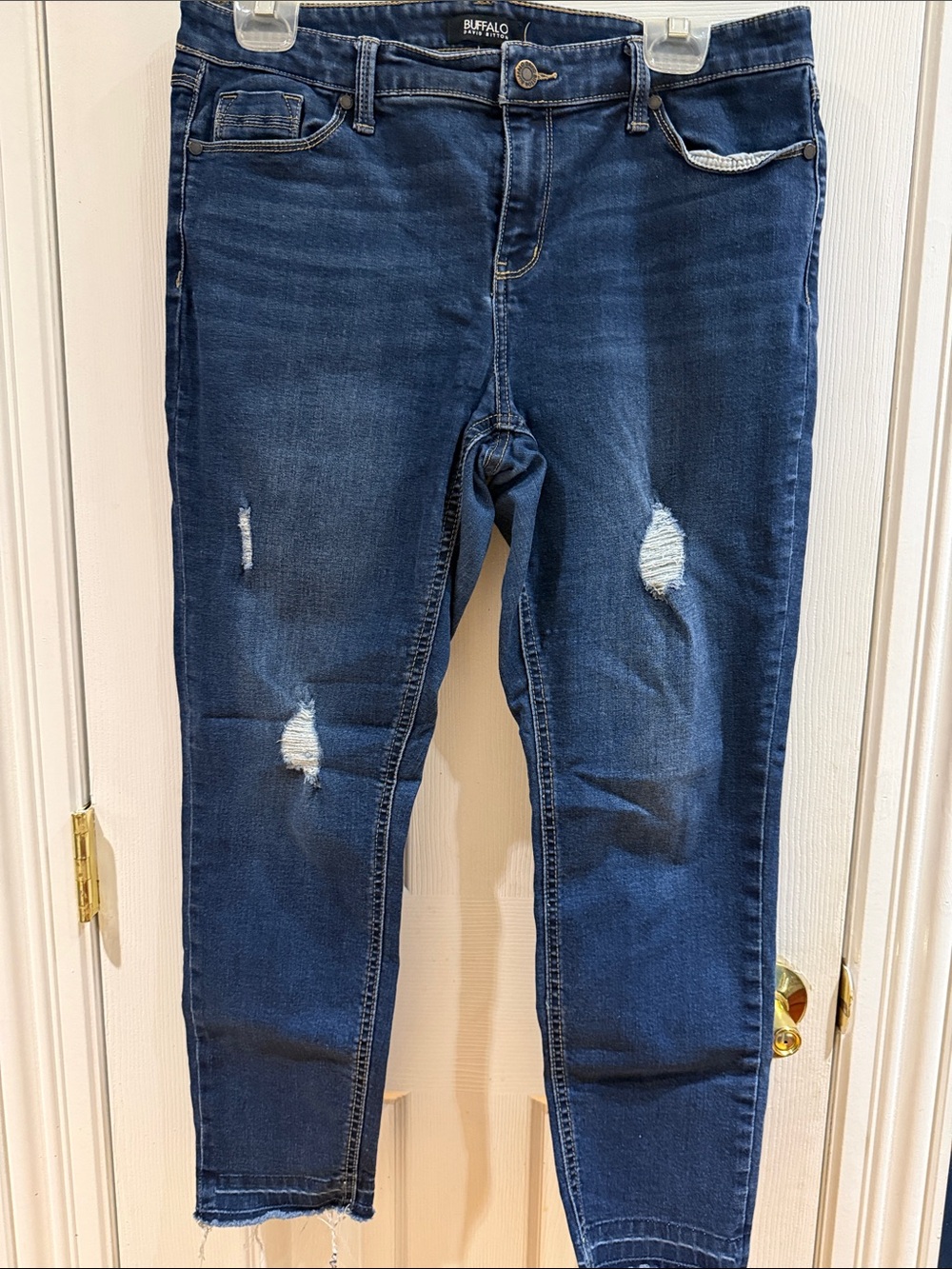 Buffalo David Bitton Dark Blue Distressed Ankle Jeans
